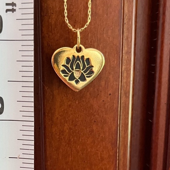 Alex and Ani Lotus Peace Petals Heart Goldtone Adjustable Slide Necklace - Picture 5 of 16